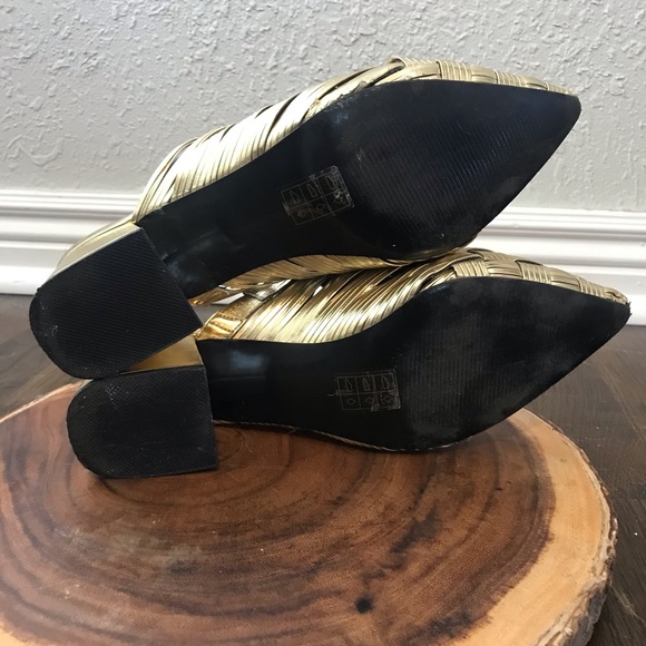 ASOS, metallic gold, heeled, pointed mules - Picture 4 of 6